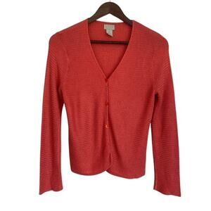 Sigrid Olsen Sport Coral 3 Button Front Cardigan - Petite Medium